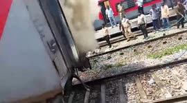 Smoke pours out of carriages as fire erupts on train in southern India
