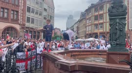 Euro 2024: England fan dives into fountain in Frankfurt hours before kick off against Denmark