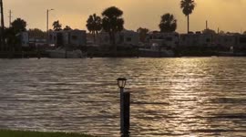 High Waters Over Fishing Dock on Dickinson Bayou in Galveston Bay RV Park After Tropical Storm Alberto