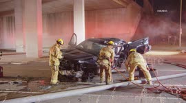 USA: Mission Hills Car Flies Off 5 Freeway Onto Surface Streets