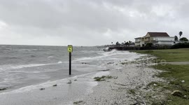 Texas Tropical Storm Coastal Surge Waves Seawall Houses