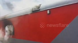 Smoke pours out of carriages as fire Pantry Car coach erupts on train in southern India