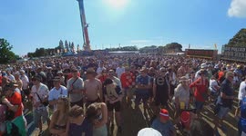 Fans react to Englands goal against Denmark at the Isle of Wight Festival Euro 2024
