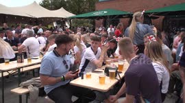 England fans arrive 2 hours early for England V Denmark - Nottingham UK