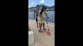 70-year-old mom takes a tumble on scooter during fun family outing