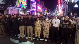Police hold show parade in notorious red light strip in Pattaya, Thailand