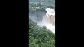 A glimpse of Huangguoshu Waterfall during flood season