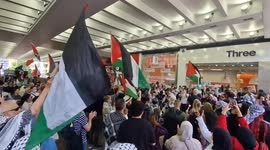 Around 1000 Pro Palestine Protesters March's Down Market Street, in Manchester England