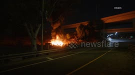 US: Pacoima Large Encampment Fire Near 5 Freeway Off-Ramp