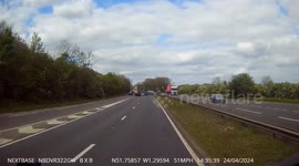 2 car crash on the A34 Oxford Western Bypass slip road after not giving way to a HGV