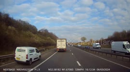 A van driving along the hard shoulder on the A42 for no reason.