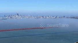 Dense Fog Envelops Golden Gate Bridge