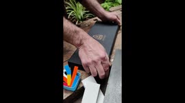 How to create a handmade kitchen knife by throwing multiple colours of G10 and metal in a box and shake it roughly.