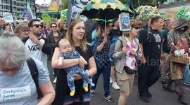 Mother and baby joins celebrities at the start of the UK's biggest ever march for nature & climate