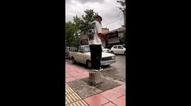 Failed backflip: street stunt ends in painful stomach fall