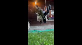 Friends Fall From Swinging Chair