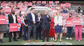 Sir Keir Starmer leader of the Labour Party at a Rally at Northampton Town FC