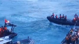Moment Chinese Coast Guard boat rams Filipino navy vessel injuring troops in South China Sea