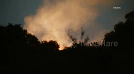 USA: Brush Fire at Forest Lawn Cemetary in Griffith Park