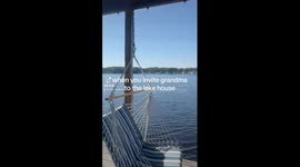 Grammy's lake house splash dock roll sparks viral sensation with over 52 million views