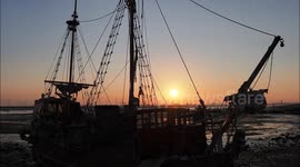 Lady Brenda pirate galleon at sunset in Kent, UK