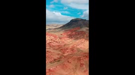 Iconic, red-colored Yardang landforms in NW China's Xinjiang