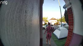 Mum wakes up to find stranger has erected tent in her front garden overnight