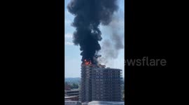 Large fire engulfs tower block in England town