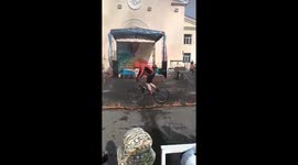 Child injured by burning cable during fiery stunt at Revda event