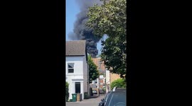 Tower block under construction in flames in Staines-upon-Thames
