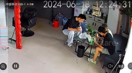 Terrifying moment lighter explodes on hot meal, sending scalding oil flying in China