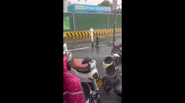 Pipe spews water on road after rain in China