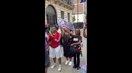 Kenyans and supporters aganist Finance Bill in Kenya Demonstrate at the High Commission in London .