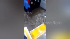 Delhi - NCR heavy rain fall effected bus rain water has reached the seats of the passengers