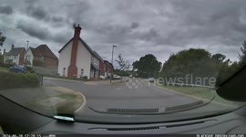 Driver oblivious and pulls straight across oncoming car.