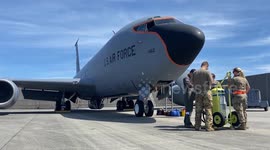 Japan: 909th ARS extends worldwide bomber missions b-roll