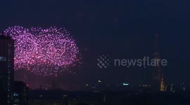 Scarlet sail's fireworks display - puples celebrate their Proms in St. Petersburg, Russia