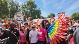 Sadiq Khan the Mayor of London kicks of the 2024 Pride Parade