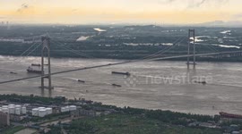 China: Ships Sailing on Yangtze River in Nanjing