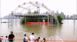 China: The Hankou Riverbank Park of the Yangtze River is Flooded in Wuhan, China