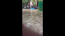 Jangpura, Delhi: streets flooded after heavy monsoon rains