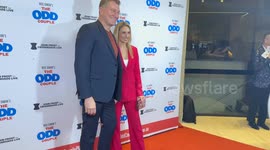 Simon Pryce and Lauren Hannaford arrive on the red carpet at the Sydney Premiere of The Odd Couple, Sydney, Australia