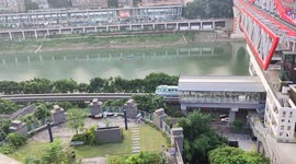 China: Zengjiayan Jialing River Bridge and rail transit in Chongqing