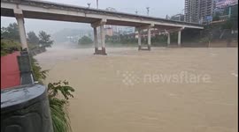 China: Xiaojiang River Water Level Roses After Heavy Rain in Qiandongnan