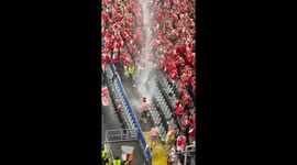 Danish Football Fans Dance In the Rain