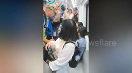 Pensioner berating young woman for not giving up train seat hits her with walking stick