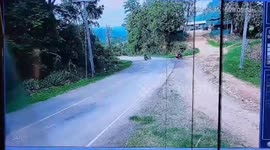 Speeding sidecar motorcycle plunges off road