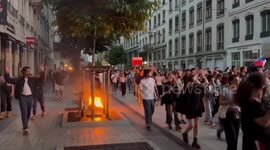 Protests erupt in Lyon's Place Bellecour over far-right parliamentary victory
