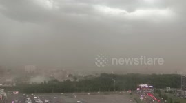 Storm arrives into St Petersburg after 30 degree weather, Russia