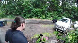 Man Startled By Bear On His Way Out